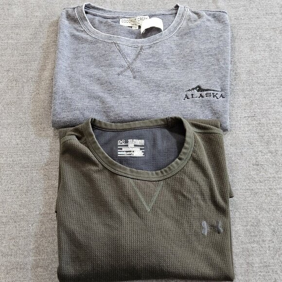 Sweatshirt Men 2XL Lot of 2 Gray Olive LS Under Armour Cold Gear Coconut Creek - Picture 6 of 15